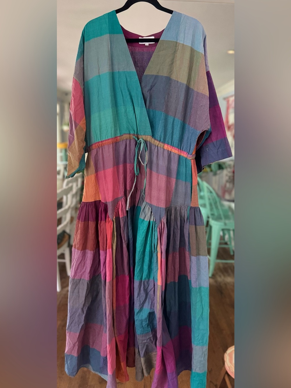 Rujuta Sheth Malibu Dress Merida Chex Plaid Hand Loomed Cotton
